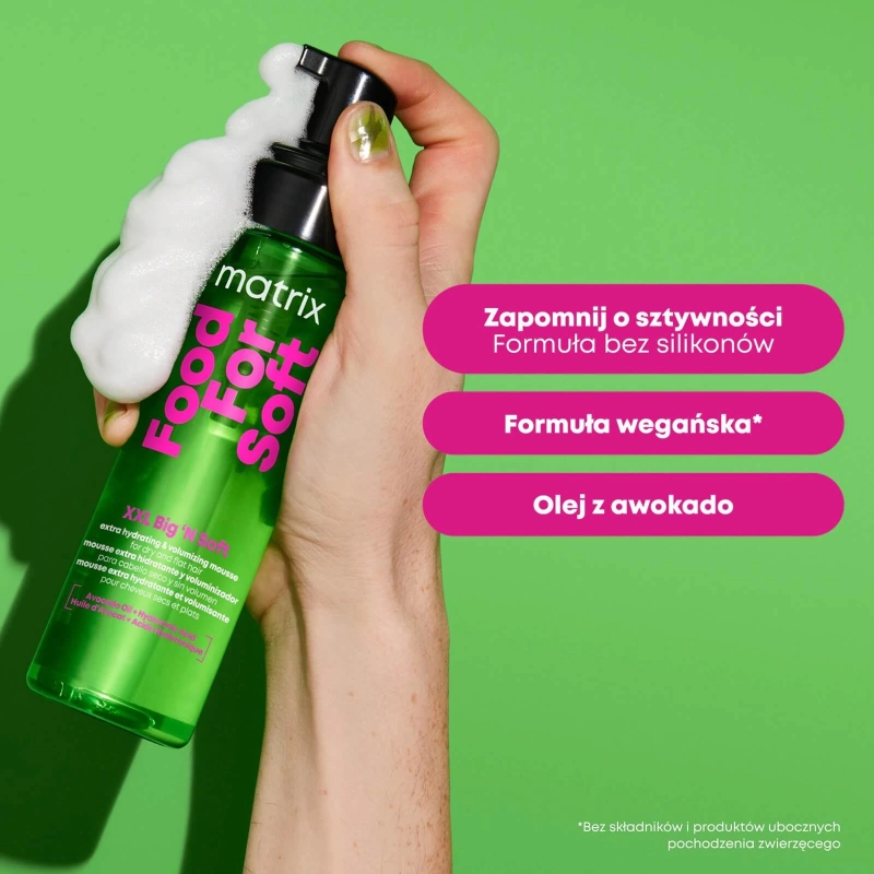 Matrix food for soft Nawilżająca pianka dodająca objętości do włosów suchych 200ml.jpg