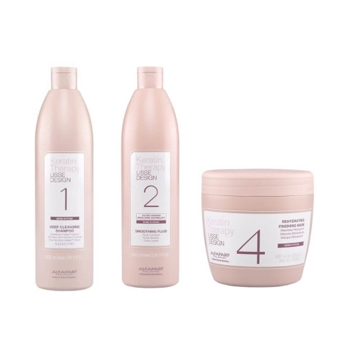 Alfaparf lisse design Zestaw do keratynowego prostowania włosów Szampon 500ml Keratyna 500ml Maska 500ml.jpg