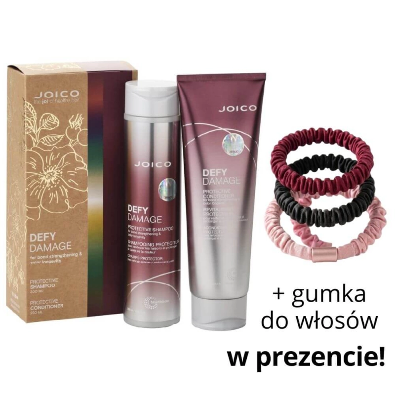 Joico defy damage Zestaw do włosów zniszczonych szampon 300ml odżywka 250ml + gumka.jpg
