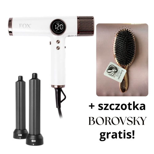 Fox pearl Suszarka do włosów z jonizacją, dyfuzorem i dyszami lokującymi 1800w + szczotka rose gold.jpg
