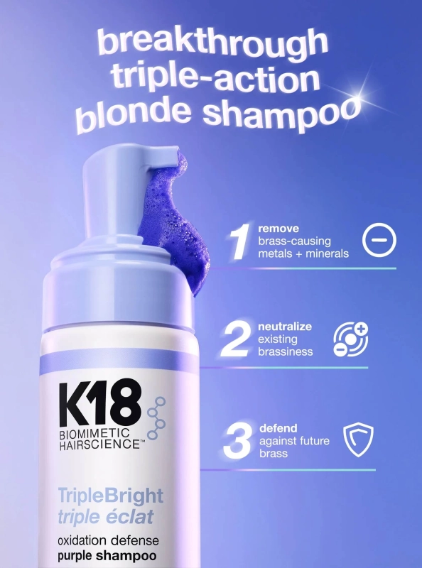 K18 triple bright Fioletowy szampon w piance do włosów blond 125ml.jpg