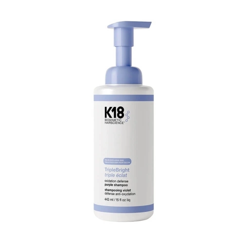 K18 triple bright Fioletowy szampon w piance do włosów blond 443ml